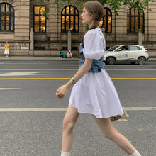 Load image into Gallery viewer, Japanese White Kawaii Dress Women Summer Casual Patchwork Sexy Sweet Mini Dresses French Designer Slim Puff Sleeve Party Dress