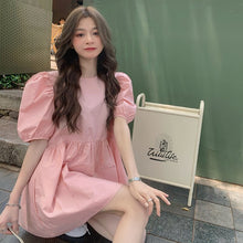 Load image into Gallery viewer, Japanese White Kawaii Dress Women Summer Casual Patchwork Sexy Sweet Mini Dresses French Designer Slim Puff Sleeve Party Dress