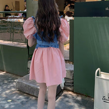 Load image into Gallery viewer, Japanese White Kawaii Dress Women Summer Casual Patchwork Sexy Sweet Mini Dresses French Designer Slim Puff Sleeve Party Dress