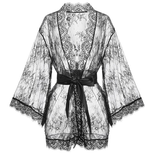 Japanese Wide-sleeved Eyelash Bathrobe Sleepwear Robe Women Kimono Dressing Gown Babydoll Nightwear Lace Nightgown Home Clothes