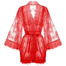 Load image into Gallery viewer, Japanese Wide-sleeved Eyelash Bathrobe Sleepwear Robe Women Kimono Dressing Gown Babydoll Nightwear Lace Nightgown Home Clothes