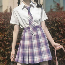 Load image into Gallery viewer, Japanese Women Jk Skirts High Waist Students School Uniform Pleated A-Line Mini Plaid Harajuku Preppy Skirts