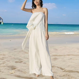 Jumpsuits Women Sleeveless High Splice Elegant Bodycon ong Rompers Elegant Strapless Summer Wide Leg Club Party Outfits