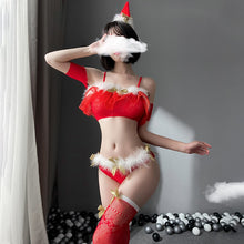 Load image into Gallery viewer, Kawaii Anime Christmas Cosplay Uniform Plush Tops with Short Hat Sexy Lingerie Mesh Dress Cute Underwear Set Exotic Apparel