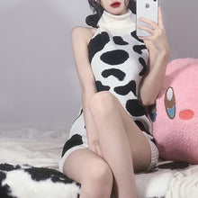 Load image into Gallery viewer, Kawaii Black White Cow Print Mini Backless One Piece Micro Bikini Jumpsuit Erotic Sex Costumes Bodysuit for Women Sexy Lingerie