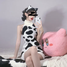 Load image into Gallery viewer, Kawaii Black White Cow Print Mini Backless One Piece Micro Bikini Jumpsuit Erotic Sex Costumes Bodysuit for Women Sexy Lingerie