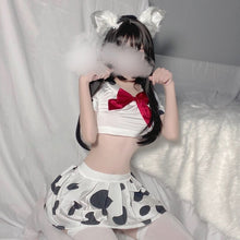 Load image into Gallery viewer, Kawaii Cow Uniform School Girl Anime Cosplay Costume Ladies Sleepwear Erotic Dress for Women Lolita Soft Lace Miniskirt Outfit