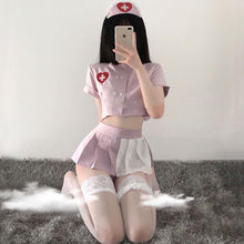 Load image into Gallery viewer, Kawaii Doctor Roleplay Cosplay Lingerie Women Sexy Nurse Erotic Sleepwear Set Costumes Maid Outfit for Couple School Girl Pink