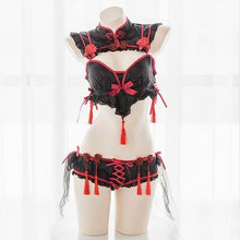 Load image into Gallery viewer, Kawaii Halloween Lingerie Devil Cosplay Anime Costumes Ladies Split Cheongsam Japanese Sexy Embroidered Tassel Uniform Set