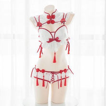 Load image into Gallery viewer, Kawaii Halloween Lingerie Devil Cosplay Anime Costumes Ladies Split Cheongsam Japanese Sexy Embroidered Tassel Uniform Set