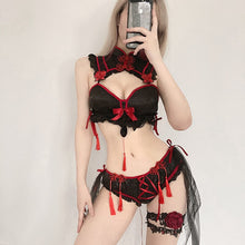 Load image into Gallery viewer, Kawaii Halloween Lingerie Devil Cosplay Anime Costumes Ladies Split Cheongsam Japanese Sexy Embroidered Tassel Uniform Set