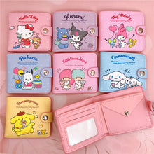 Load image into Gallery viewer, Kawaii Hello Kitty Cinnamoroll My Melody Kuromi Sanrios New Pu Casual Money Bag Coin Purse Card Holder Wallet With Buttons