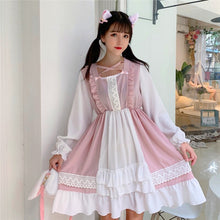 Load image into Gallery viewer, Kawaii Japanese Lolita Dress Soft Sister Sweet Daily Princess Girls Short-sleeved Black Pink Women Dress