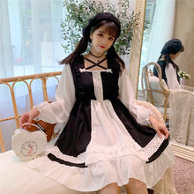 Load image into Gallery viewer, Kawaii Japanese Lolita Dress Soft Sister Sweet Daily Princess Girls Short-sleeved Black Pink Women Dress