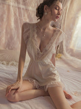 Load image into Gallery viewer, Kawaii Lingerie Night Dress Women Sleepwear Sexy Nightwear Deep V Strapless Hot Lace Suspender Nightdress