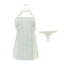 Load image into Gallery viewer, Kawaii Lingerie Side Split Sexy Sleepwear Women Nightdress Thin Dress Sling Lace Ruffles Ice Silk Nightgowns Female Sleep Tops