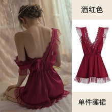 Load image into Gallery viewer, Kawaii Lingerie Women Sleepwear Sexy Nightwear High-quality Small Chest Deep V Strapless Hot Lace Suspender Nightdress