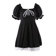 Load image into Gallery viewer, Kawaii Mini Dress Women Summer 2021 Black Short Sleeve Japanese Sweet Cute Casual Dress College Style Bow Lace Goth Lolita Dress