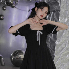 Load image into Gallery viewer, Kawaii Mini Dress Women Summer 2021 Black Short Sleeve Japanese Sweet Cute Casual Dress College Style Bow Lace Goth Lolita Dress