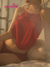 Load image into Gallery viewer, Kawaii Pajamas Chinese Bellyband Underwear Silk Sleepwear Set Temptation Women Lingerie Set Brassiere Shorts Satin Pajamas Sets