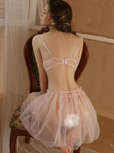 Load image into Gallery viewer, Kawaii Pajamas Fairy Sleepwear Female Summer Net Gauze Temptation Perspective Bow Bra Tops Short Skirt Lace Underwear Set