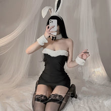 Load image into Gallery viewer, Kawaii Satin Sexy Nightdress Velvet Women Strap Dress Plush Erotic Christmas Costumes Sweet Bunny Girl Cosplay Lovely Uniform