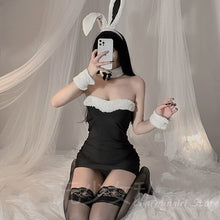 Load image into Gallery viewer, Kawaii Satin Sexy Nightdress Velvet Women Strap Dress Plush Erotic Christmas Costumes Sweet Bunny Girl Cosplay Lovely Uniform
