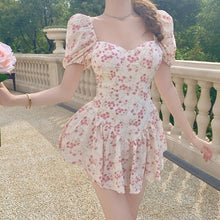 Load image into Gallery viewer, Kawaii Sexy Floral Dresses for Women Summer 2021 Evening Elegant Beach Party Mini Dress Korean Fashion Print Sweet Cute Sundress