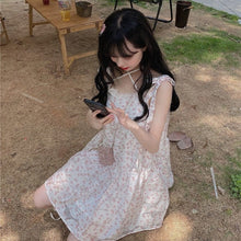 Load image into Gallery viewer, Kawaii Strap Floral Women Dresses Summer 2021 Korean Fashion Print Sweet Fairycore Dress Sleeveless Lace Outdoor Casual Sundress