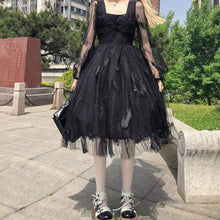 Load image into Gallery viewer, Kawaii Vintage Summer Gothic Dress Women Elegant Lolita Black Sexy Revolve Dress Female Casual Princess Puff Sleeve Fairy Dress