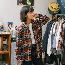 Load image into Gallery viewer, Kawaii Women Loose Shirt Ladies Casual Printed Tops And Shirts Female Korean Long Sleeves Plaid Blouses Chic
