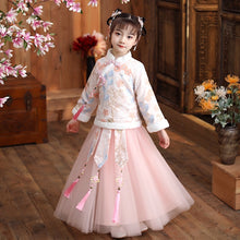 Load image into Gallery viewer, Kids New Year Dress Clothes Autumn Winter New Embroider Girl&#39;s Hanfu Cheongsam Chinese Tradition Wedding Flower Girl Dresses