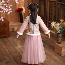 Load image into Gallery viewer, Kids New Year Dress Clothes Autumn Winter New Embroider Girl&#39;s Hanfu Cheongsam Chinese Tradition Wedding Flower Girl Dresses