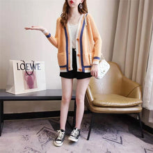 Load image into Gallery viewer, Knitted Cardigan Women Spring and Autumn 2021 New V-neck Sweater Foreign Style Simple Color Matching Loose Top outer Wear