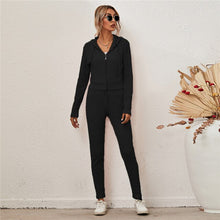 Load image into Gallery viewer, Knitted Tracksuit Women Two Piece Set Autumn Clothes Solid Color Zipper Hooded Top and Long Pants Suit Casual Lounge Wear Outfit