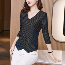 Load image into Gallery viewer, Knitted V-neck Bottoming Shirt Fashion Casual Long-Sleeve Women&#39;s T-Shirt New 2021 Autumn Women Clothing Tops