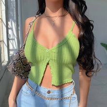 Load image into Gallery viewer, Knitted Vests Top for Woemn Single-Breasted Solid Camis 2021 Summer New Fashion Sleeveless Casual Thin Tops Women&#39;s Cropped Vest