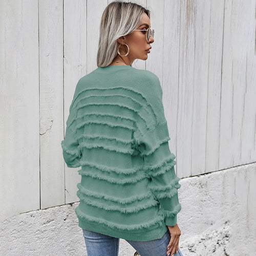 Knitwear Winter 2021 Solid Tassel Knitted Sweater Mujer Loose Waist Women Jersey Thick Thermal Pulsweetheart Long Sleeve Jumper
