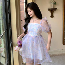 Load image into Gallery viewer, Korea Kawaii Floral Dress Women Summer 2021 Print Beach Sweet Party Mini Dresses Bubble Sleeve Casual France Princess Dress Boho