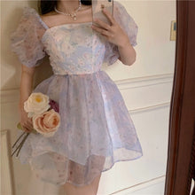 Load image into Gallery viewer, Korea Kawaii Floral Dress Women Summer 2021 Print Beach Sweet Party Mini Dresses Bubble Sleeve Casual France Princess Dress Boho