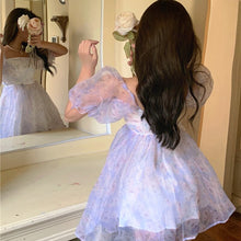 Load image into Gallery viewer, Korea Kawaii Floral Dress Women Summer 2021 Print Beach Sweet Party Mini Dresses Bubble Sleeve Casual France Princess Dress Boho