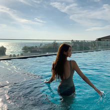 Load image into Gallery viewer, Korea Monokini Women Swimwear Backless Swimsuit Padded Push Up Bathing Suit sexy Monokini Beachwear 2020 maillot de bain femme