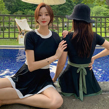 Load image into Gallery viewer, Korea Monokini Women Swimwear Dress One Piece Tie Swimsuit Solid Bathing Suit sexy Monokini Beachwear 2022 New Maillot