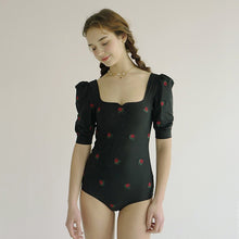 Load image into Gallery viewer, Korea Monokini Women Swimwear Half Sleeve Swimsuit High Quality Embroidery Bathing Suit sexy Monokini Beachwear 2021 New Maillot