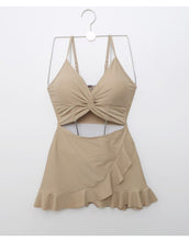 Load image into Gallery viewer, Korea Monokini Women Swimwear Solid Swimsuit Cut Out Ruffle Bathing Suit sexy Monokini Beachwear 2021 New Maillot