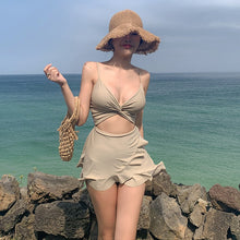 Load image into Gallery viewer, Korea Monokini Women Swimwear Solid Swimsuit Cut Out Ruffle Bathing Suit sexy Monokini Beachwear 2021 New Maillot