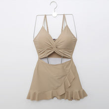 Load image into Gallery viewer, Korea Monokini Women Swimwear Solid Swimsuit Cut Out Ruffle Bathing Suit sexy Monokini Beachwear 2021 New Maillot