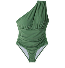 Load image into Gallery viewer, Korea Monokini Women Swimwear Solid Swimsuit Single Shoulder Bathing Suit sexy Monokini Beachwear 2021 New Maillot