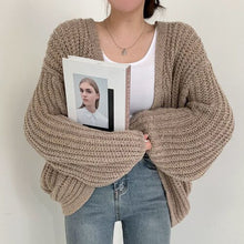 Load image into Gallery viewer, Korean Chic Loose Casual Long Sleeve V Neck Knitted Cardigans Simplr Solid All Match Autumn 2022 Sweaters Fashion Elegant Tops