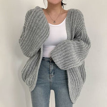 Load image into Gallery viewer, Korean Chic Loose Casual Long Sleeve V Neck Knitted Cardigans Simplr Solid All Match Autumn 2022 Sweaters Fashion Elegant Tops